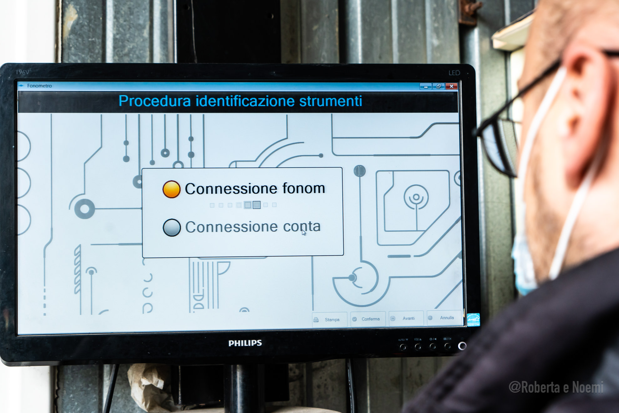 Schermo con procedura di identificazione strumenti.
